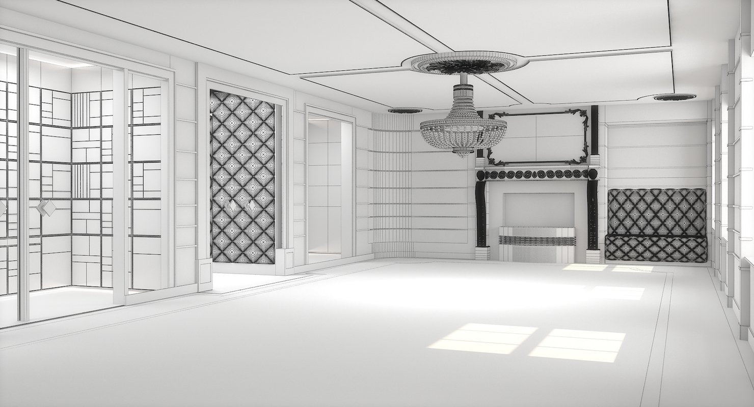 Classic Luxury Interior 3D Model - WireCASE