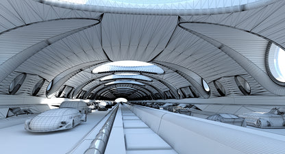 Futuristic Tunnel With Cars 325