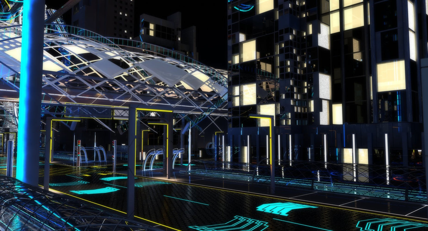 Future City HD 7 Night 3D model - WireCASE