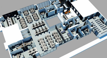 Full Office Interior 3D Model - WireCASE