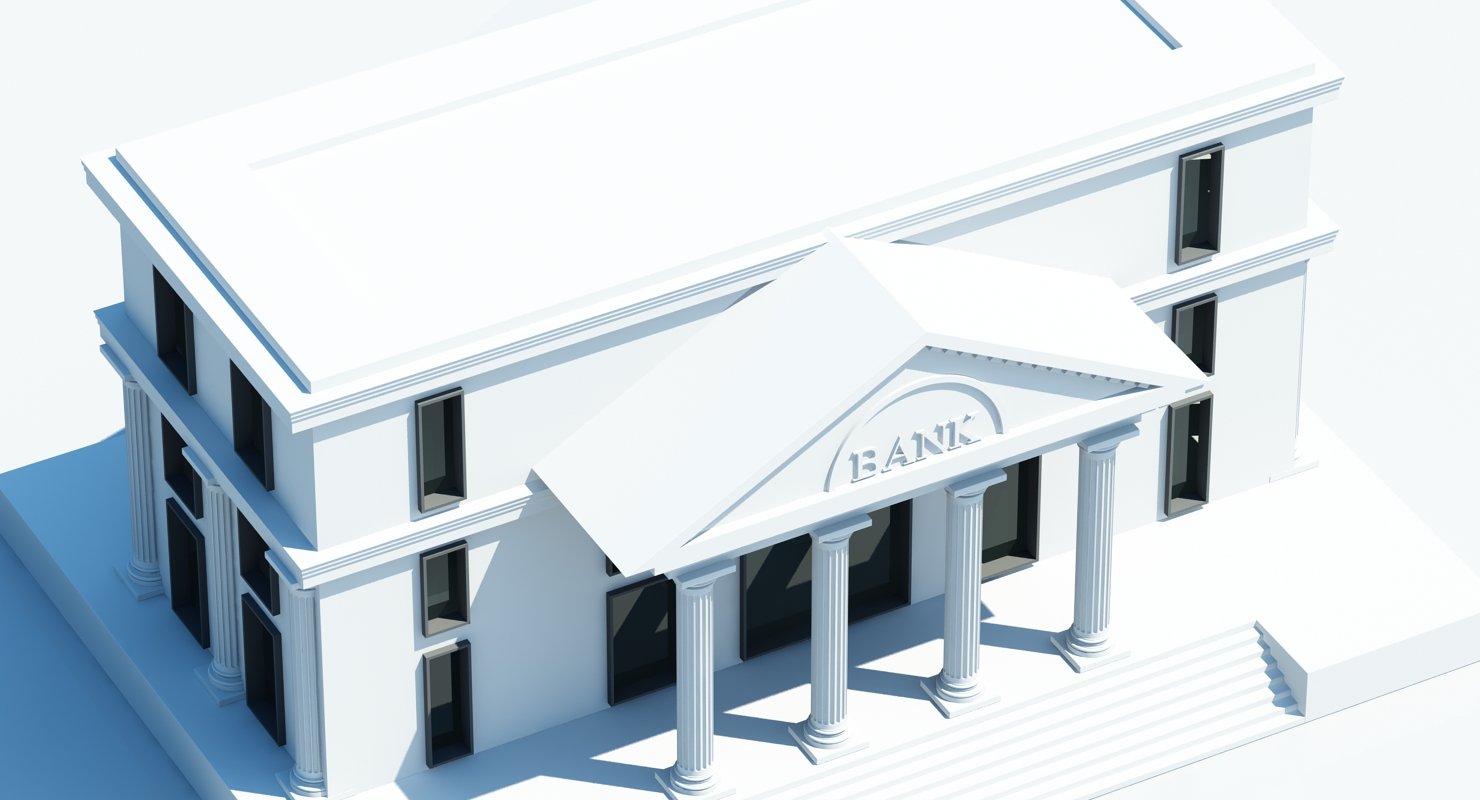 Bank Building 3D Model - WireCASE