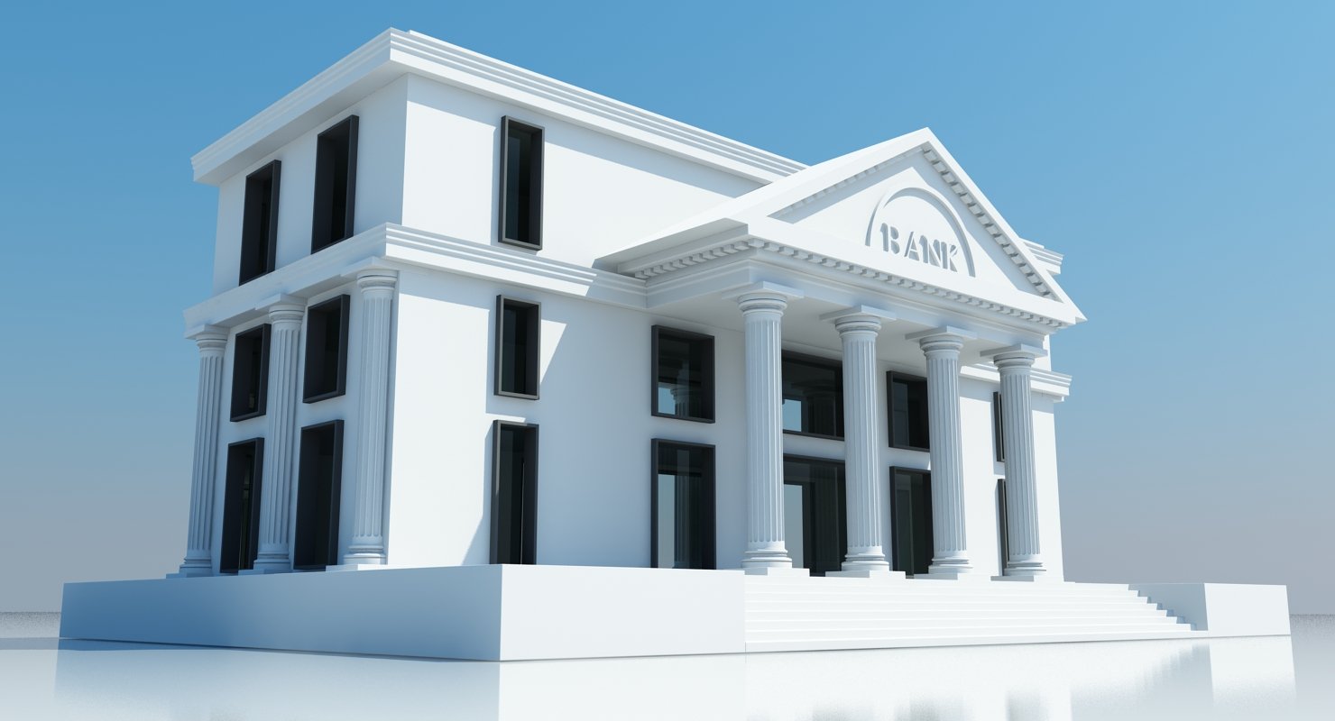 Bank Building 3D Model - WireCASE