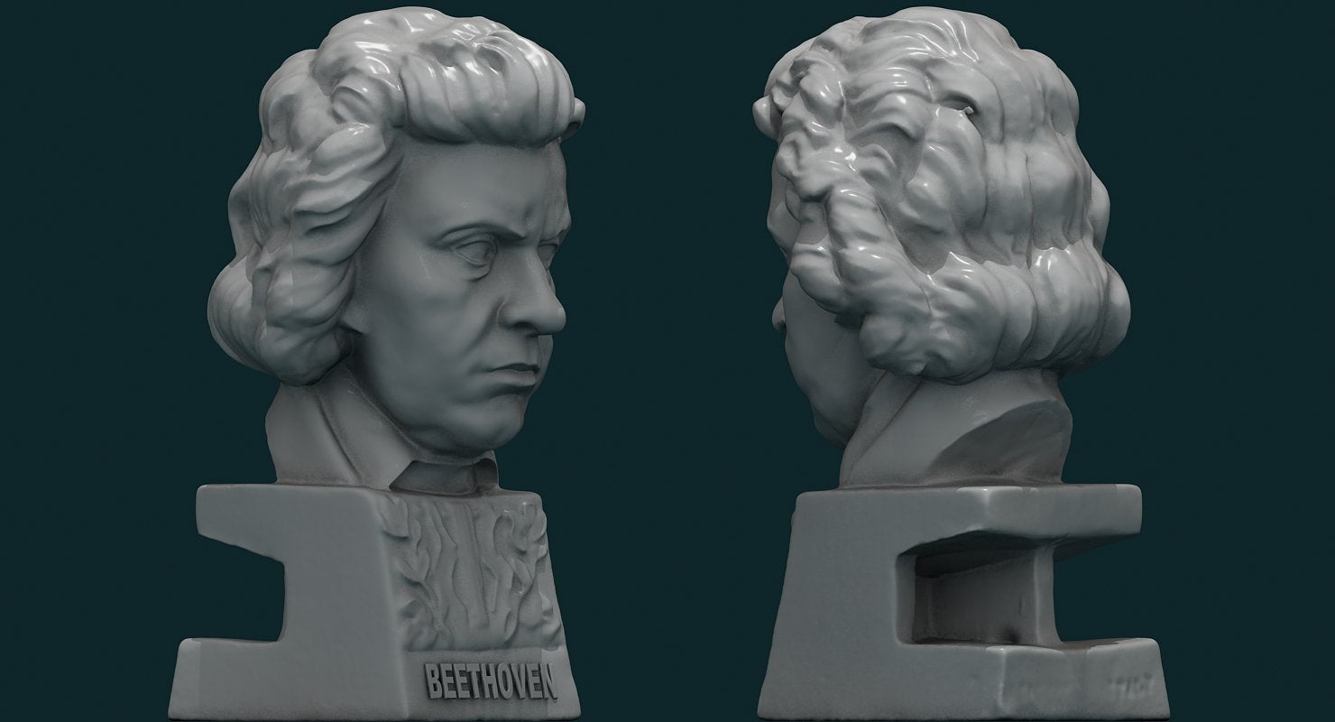 Beethoven Sculpture Figurine 3D model - WireCASE