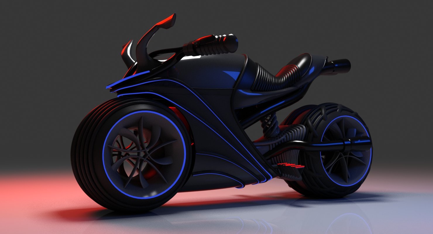 3D Futuristic Motor Bike - WireCASE