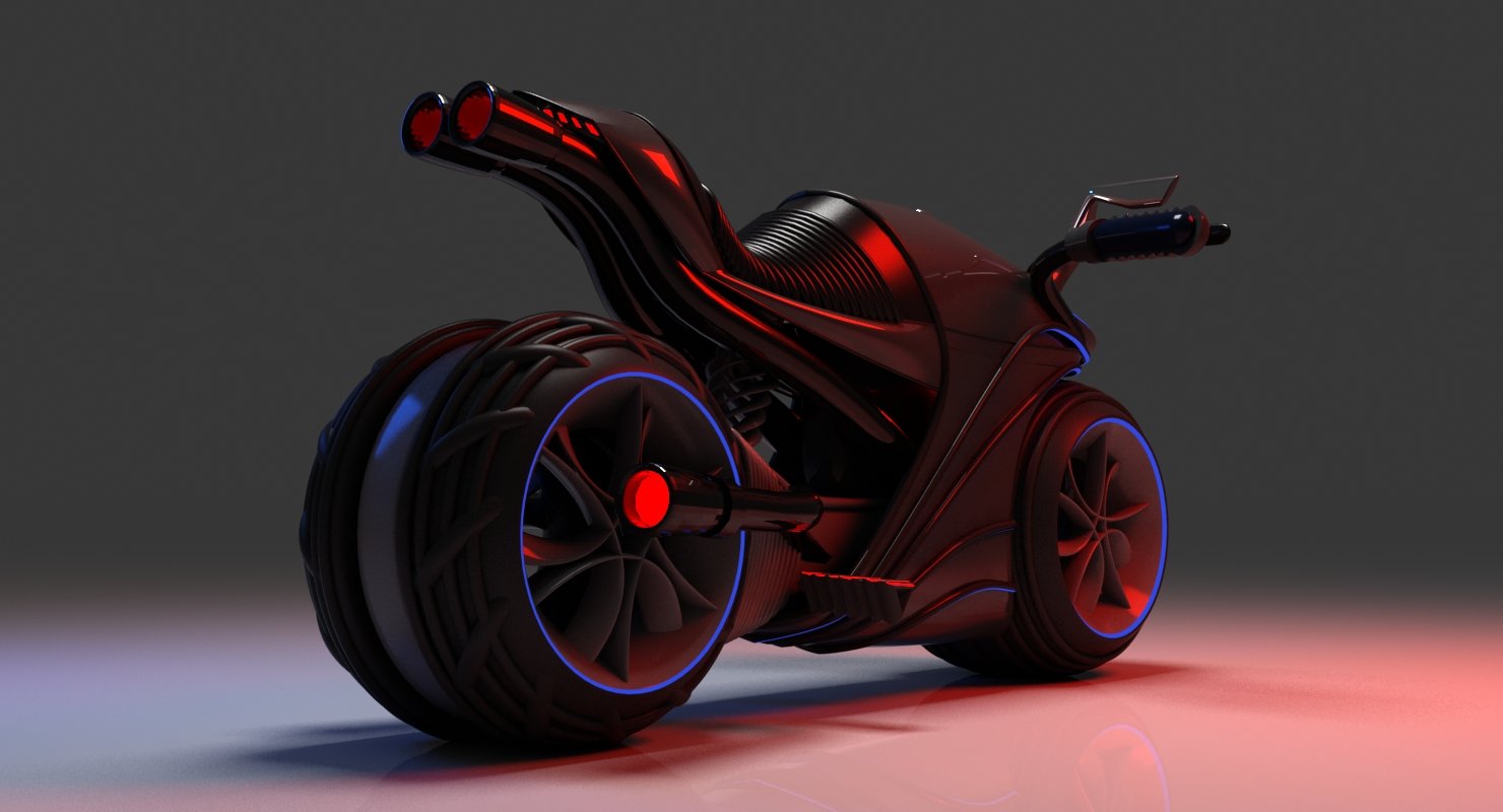 3D Futuristic Motor Bike - WireCASE