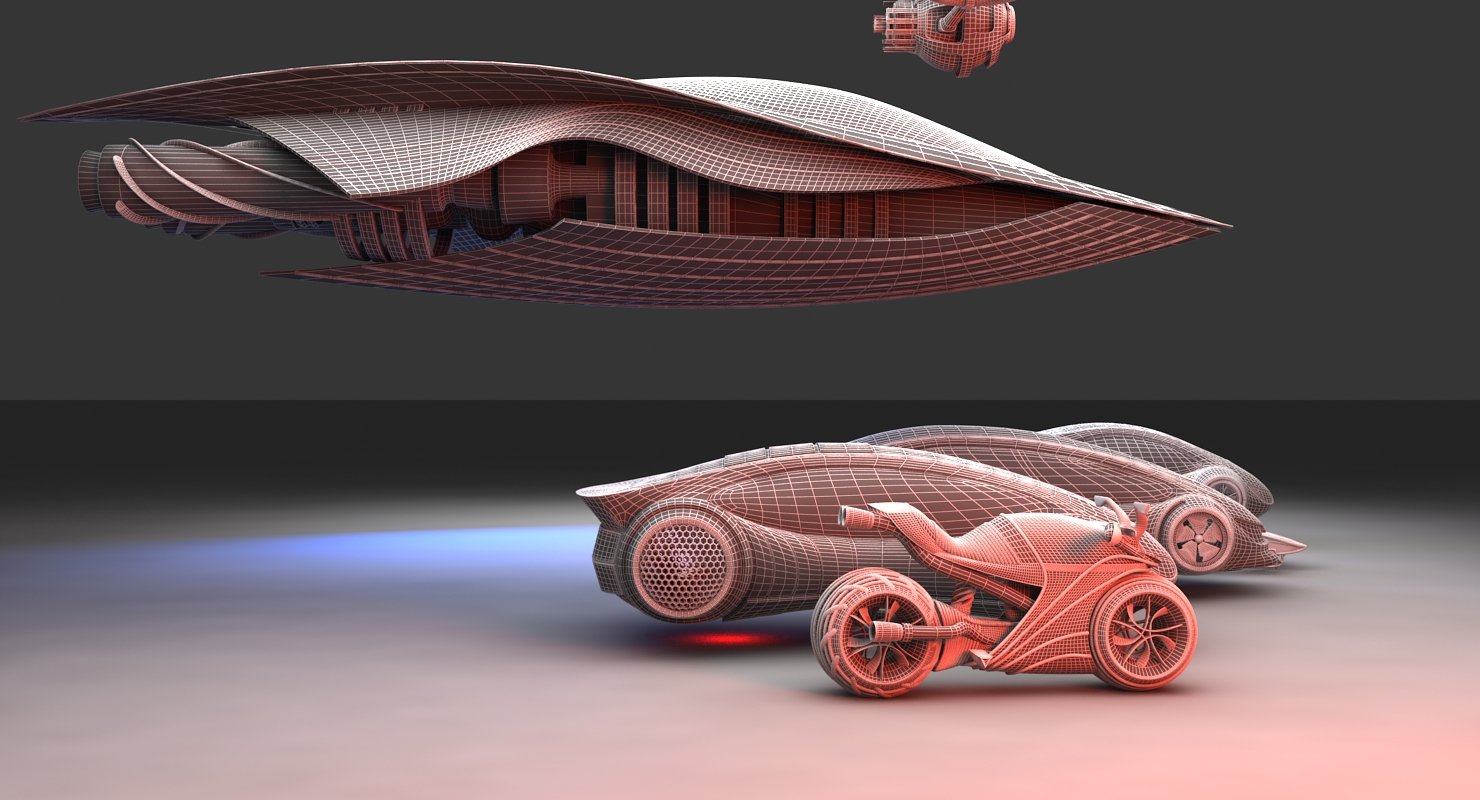 Future Transport Vehicles 3D - WireCASE