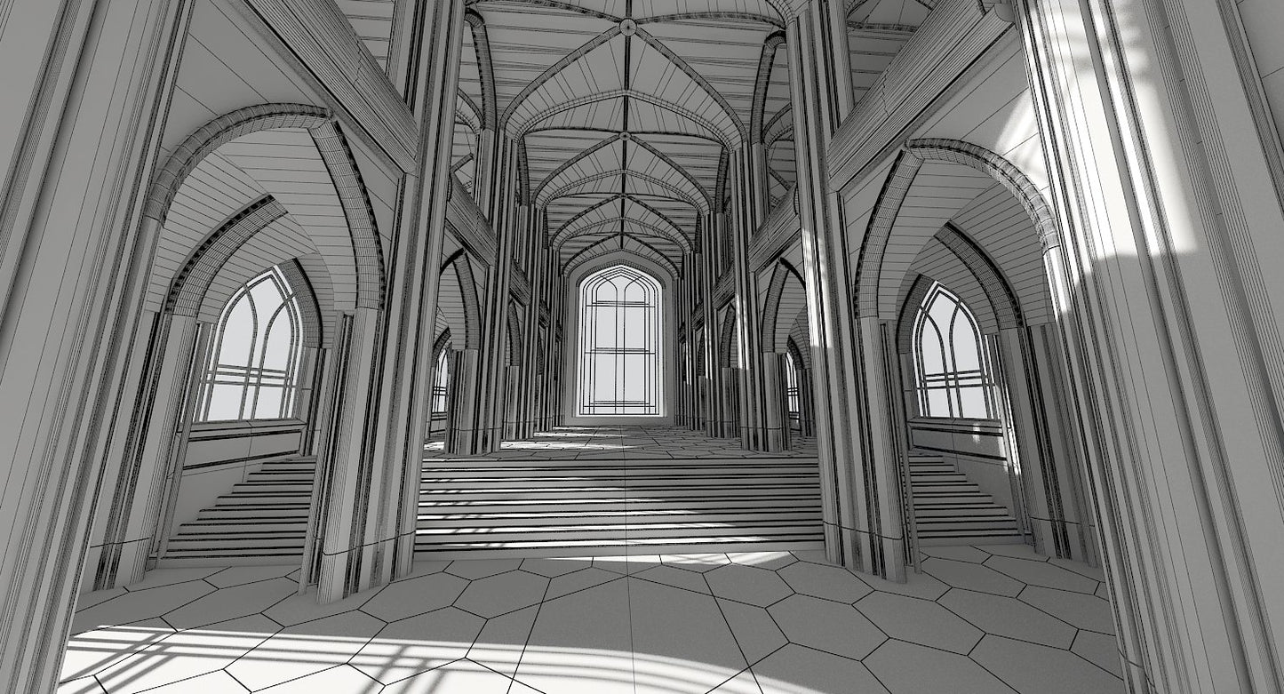 3D Cathedral Interior Futuristic