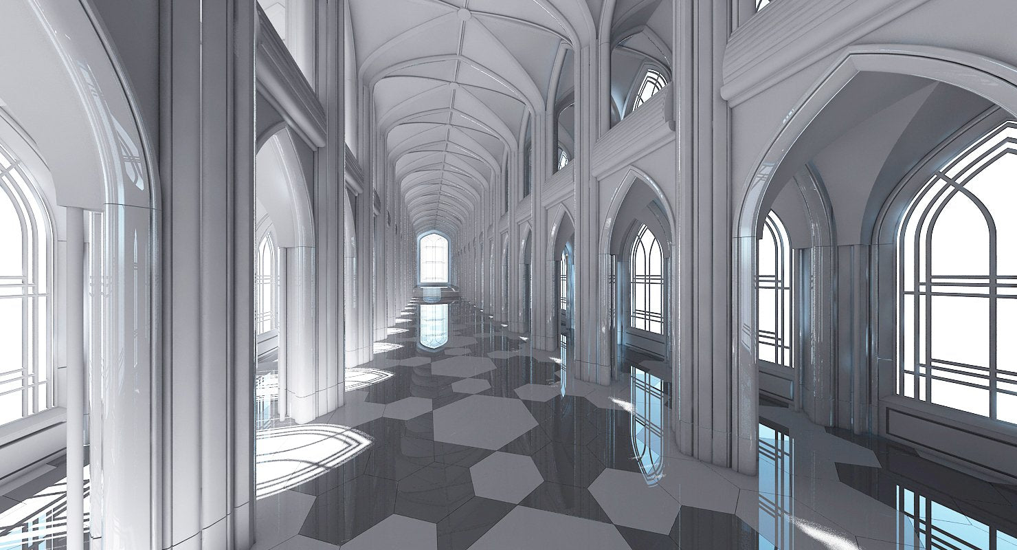 3D Cathedral Interior Futuristic - WireCASE