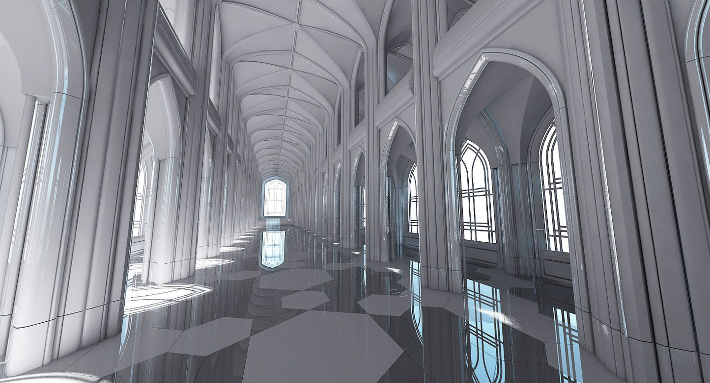 3D Cathedral Interior Futuristic