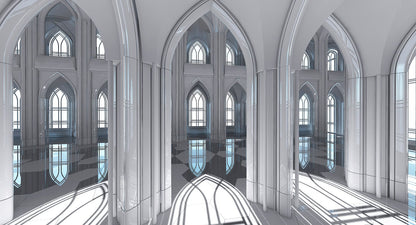 3D Cathedral Interior Futuristic