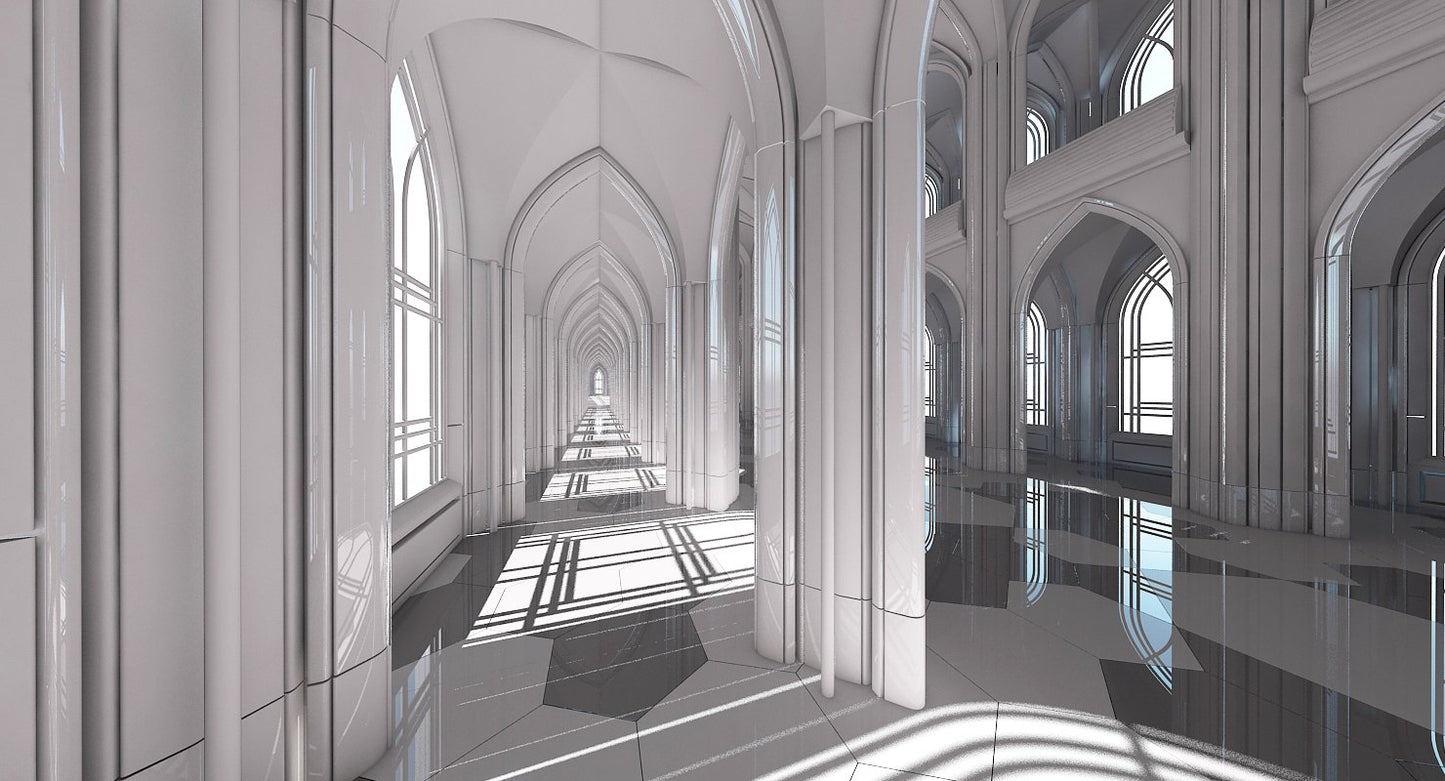 3D Cathedral Interior Futuristic