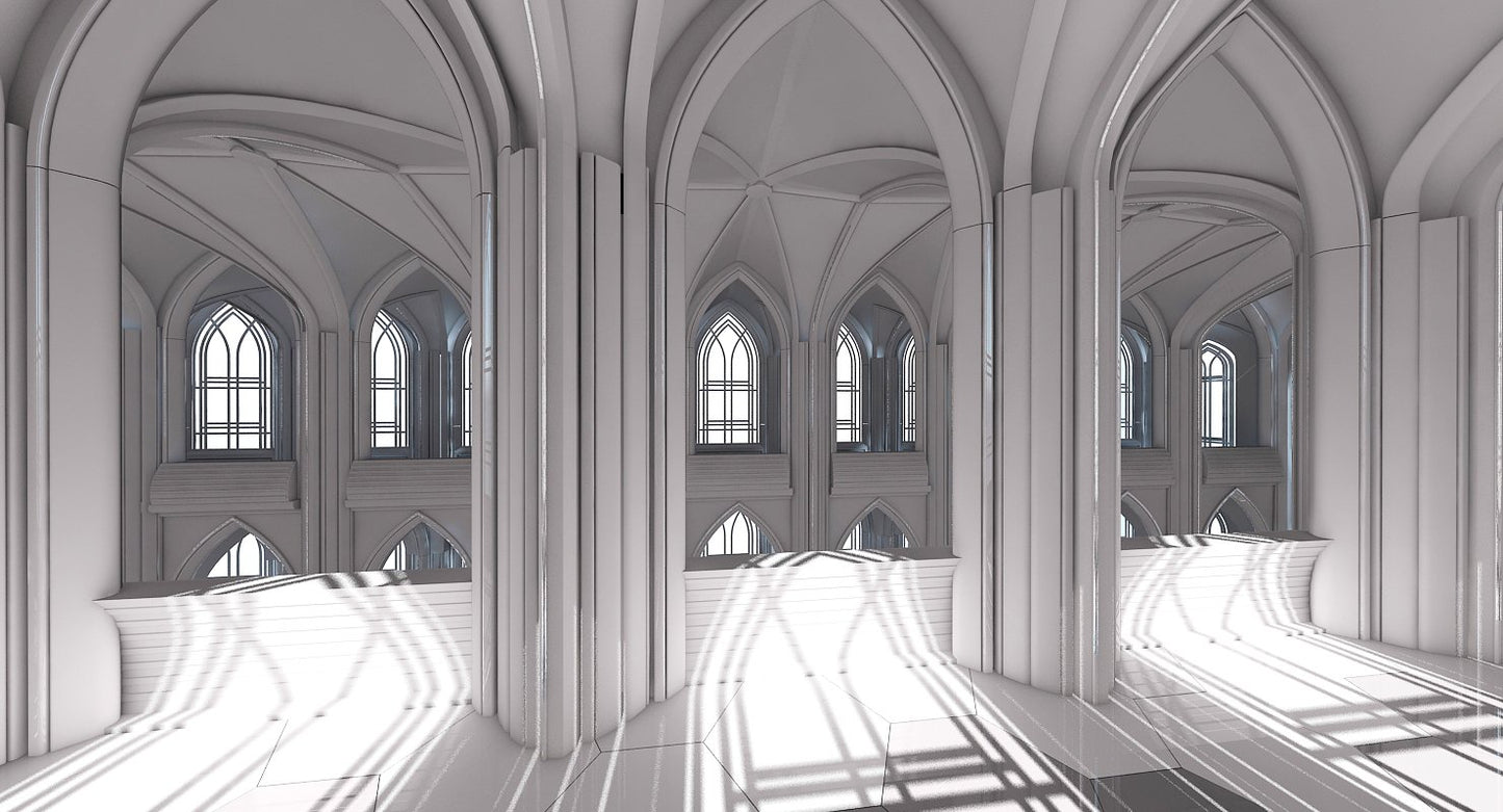 3D Cathedral Interior Futuristic