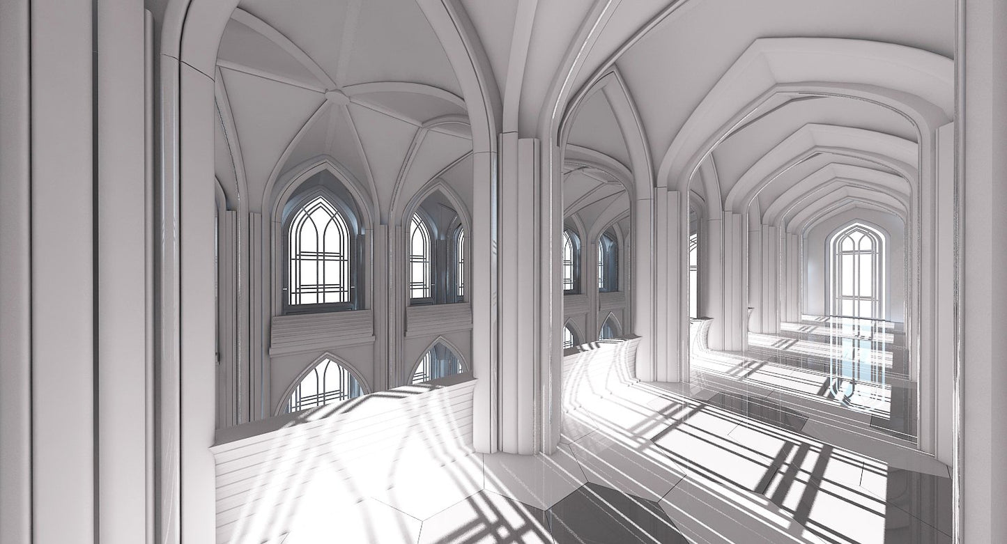 3D Cathedral Interior Futuristic