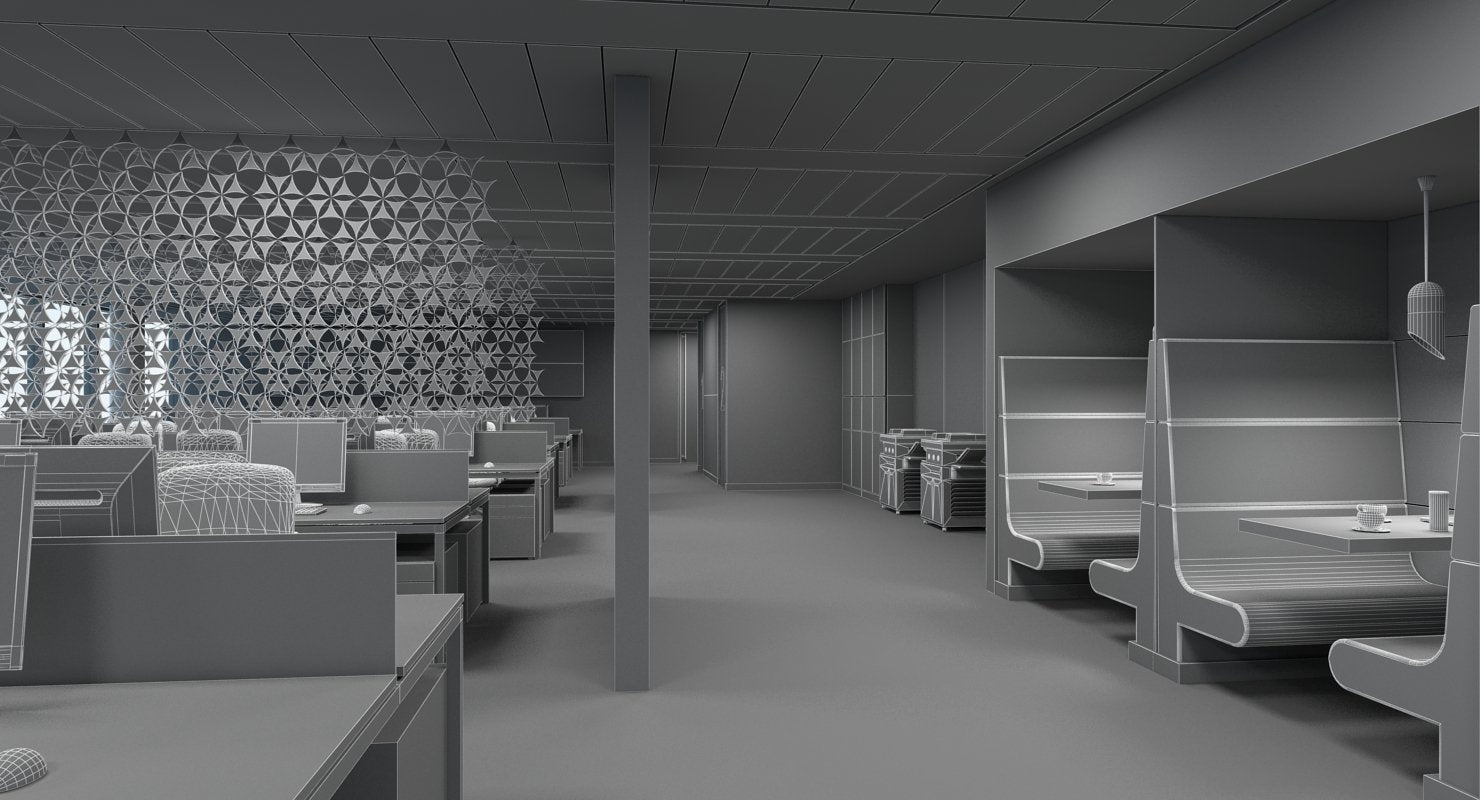 Full Office Interior 13 3D Model - WireCASE
