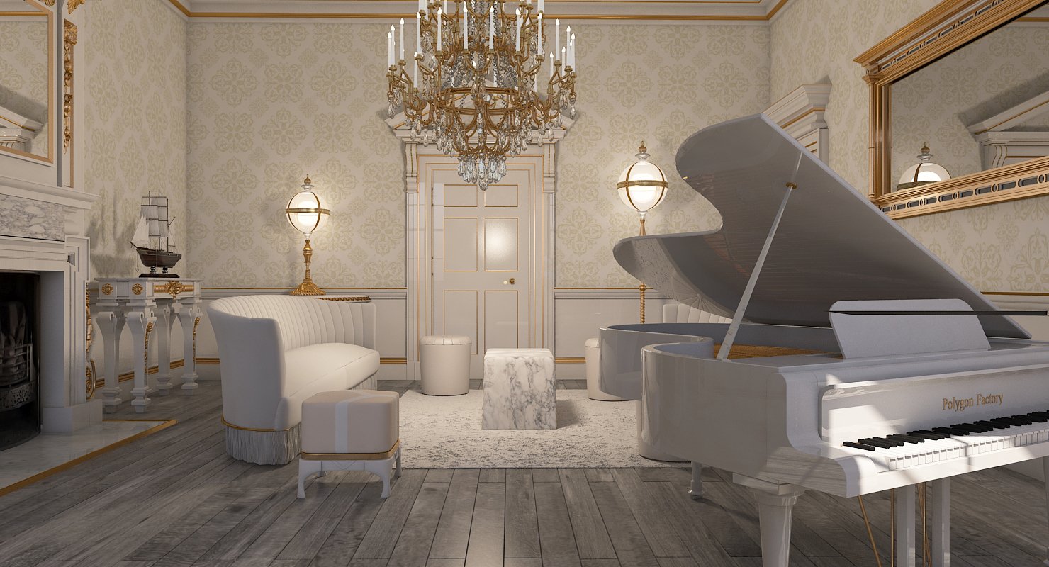 Classic Interior Room 3D model - WireCASE