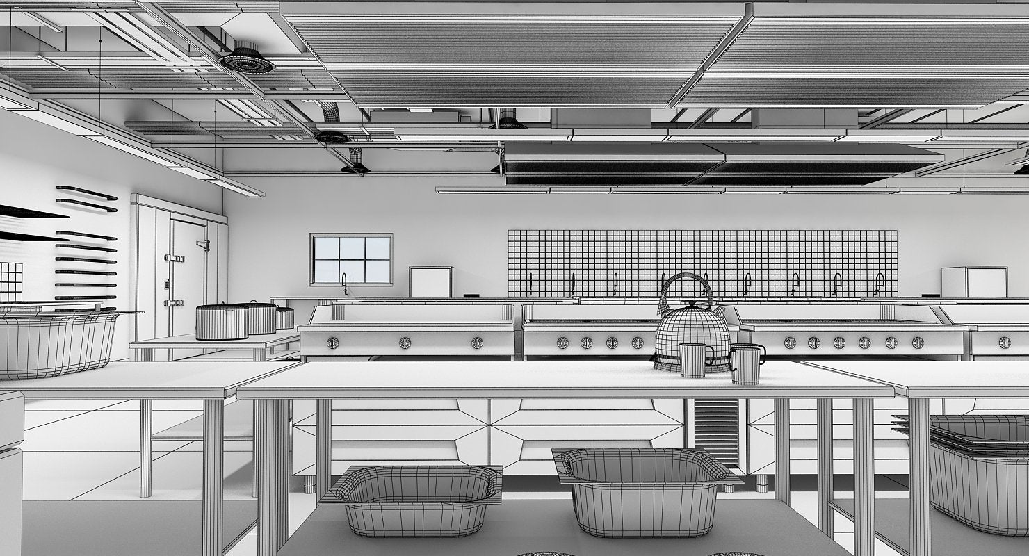 Commercial Kitchen 3D Model - WireCASE