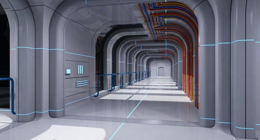 Futuristic Space Ship Interior Corridor 3D Model - WireCASE