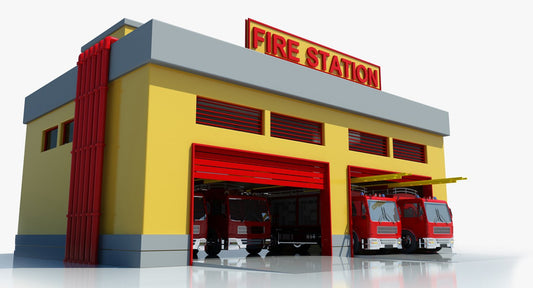 Cartoon Fire Station Building 3D Model