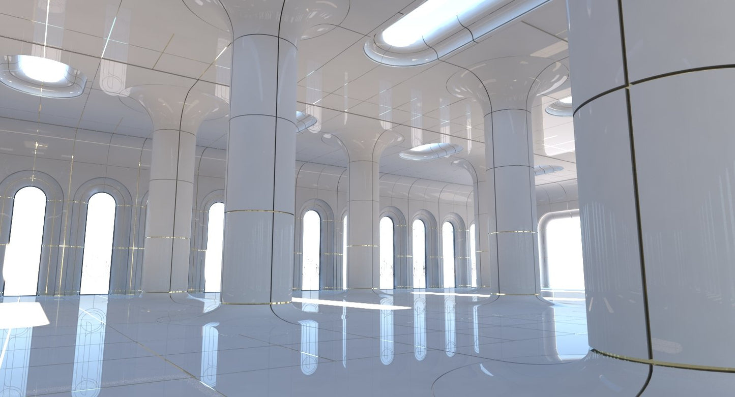 Classic Futuristic Interior Scene 2 3D Model - WireCASE