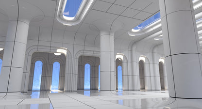 Classic Futuristic Interior Scene 3D model