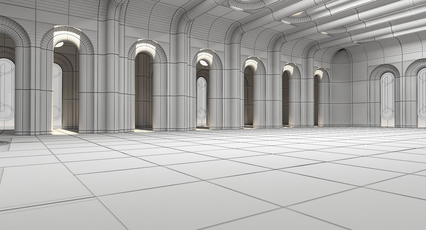 Classic Futuristic Interior Scene 3D model