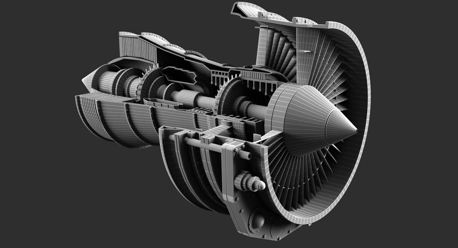 Jet Engine 3D Model - WireCASE