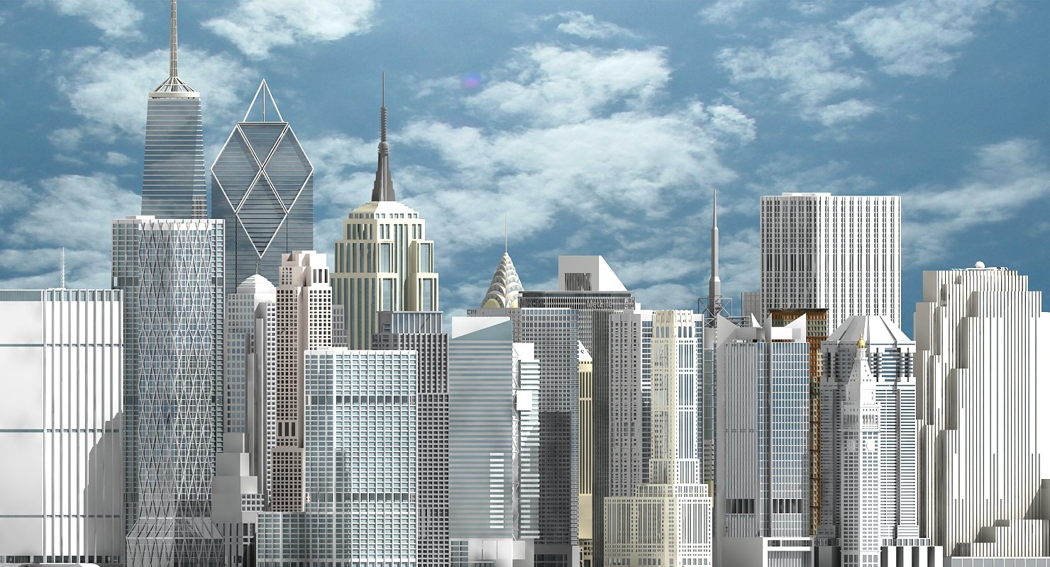 3D New York Skyscrapers - WireCASE