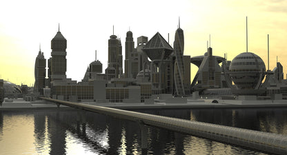 Sci-Fi City 3D Model - WireCASE