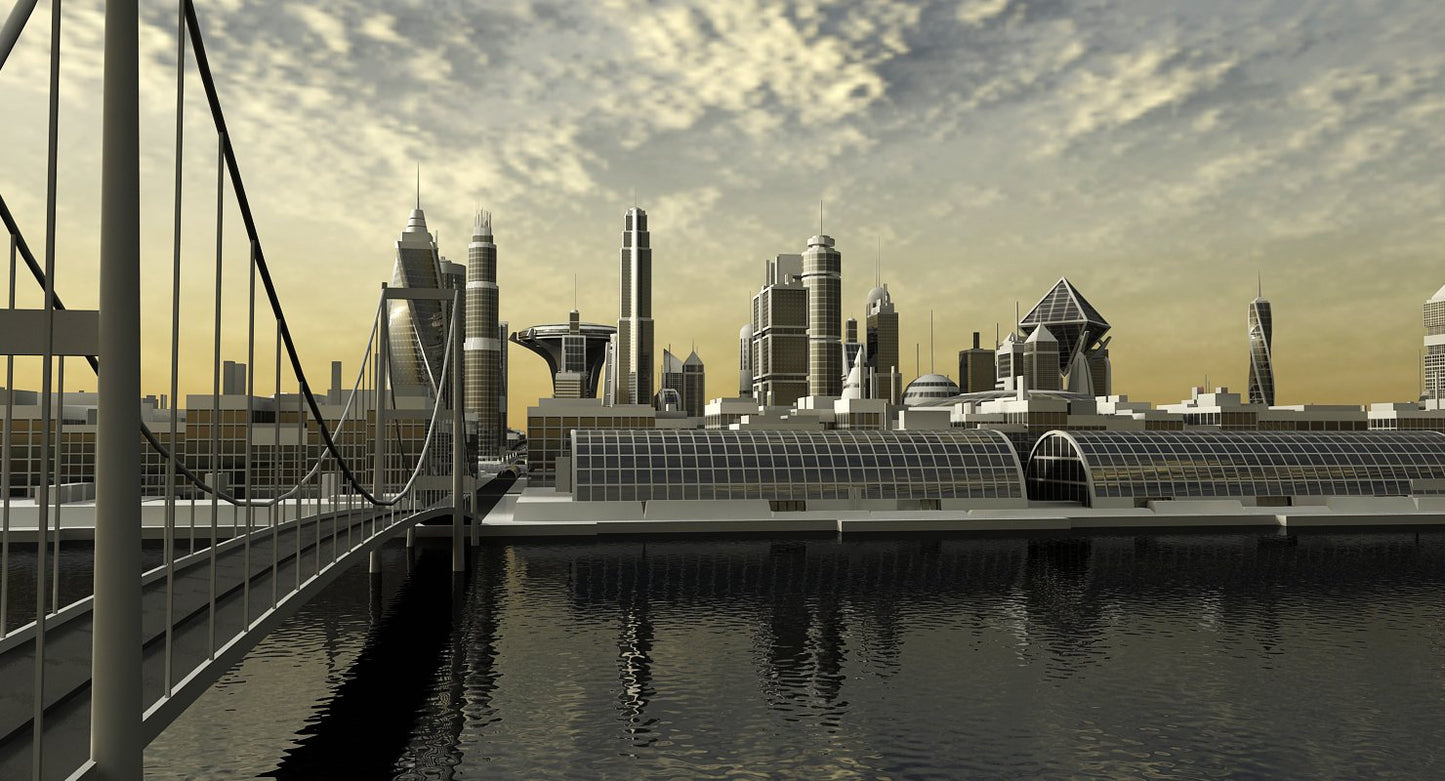 Sci-Fi City 3D Model - WireCASE