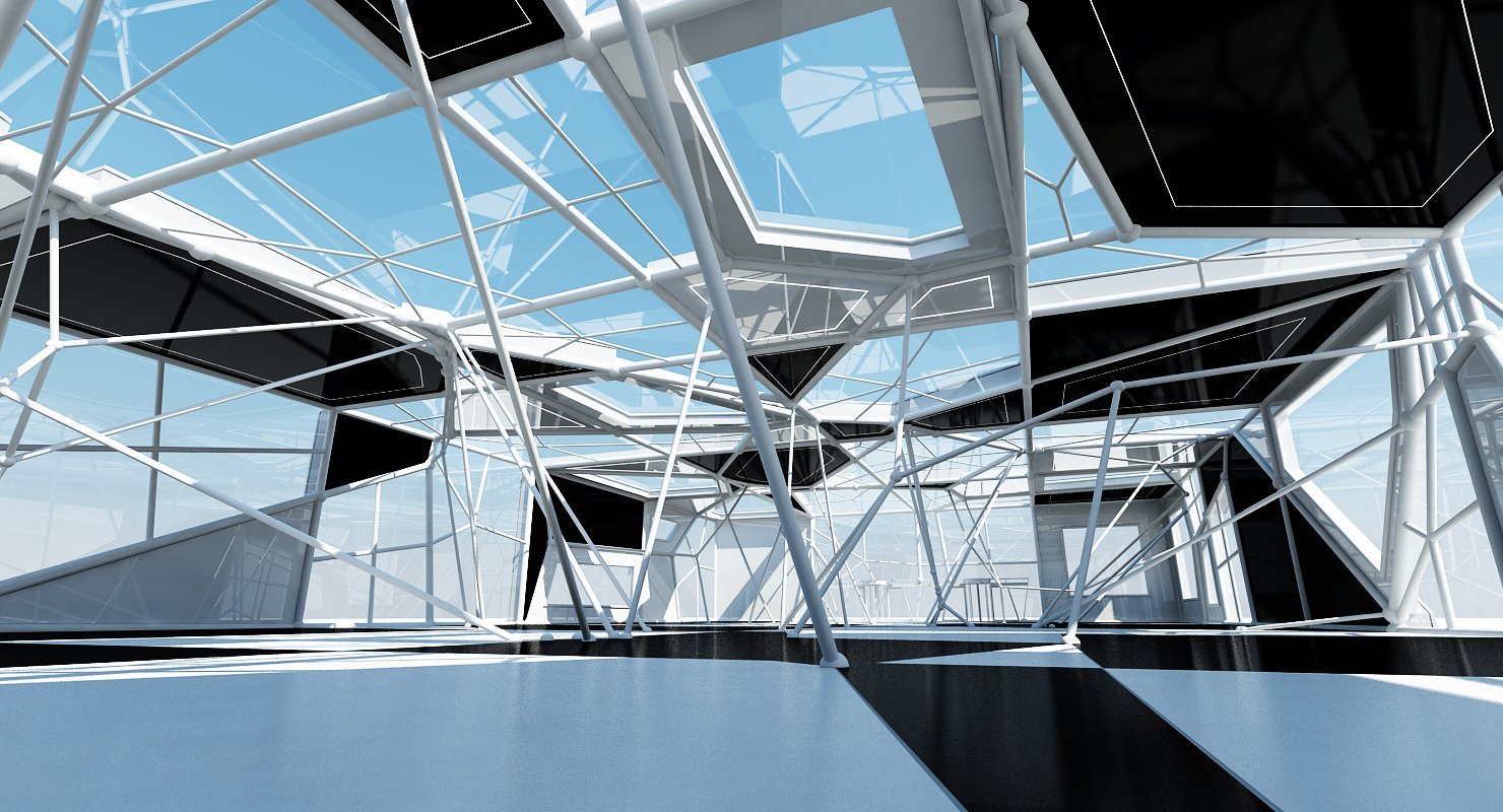 Futuristic Building Interior Exterior - WireCASE
