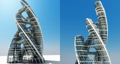 Futuristic Skyscraper 3D Model - WireCASE