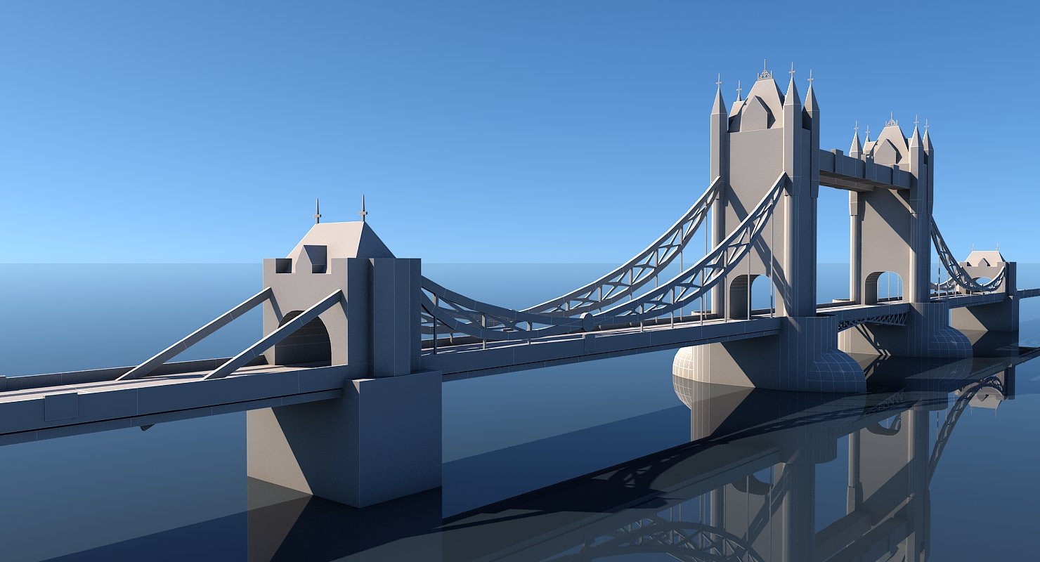 3D Tower Bridge Low Poly - WireCASE