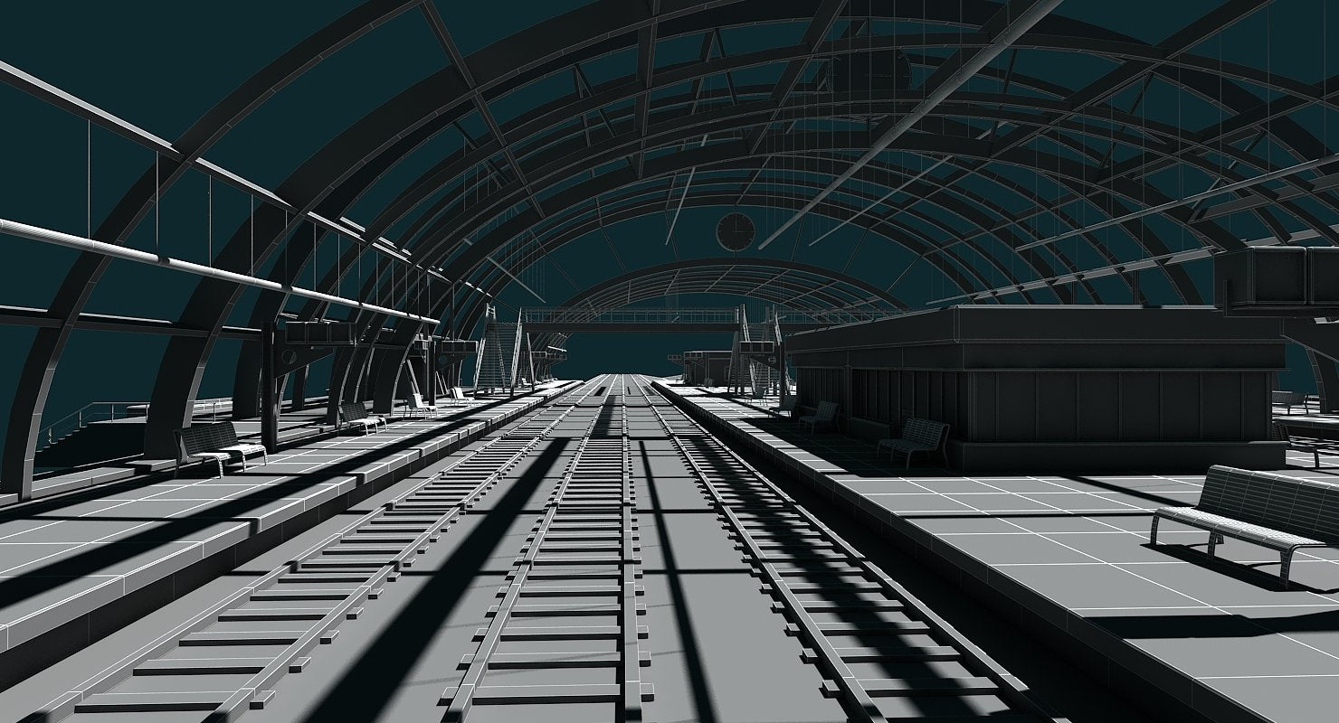 3D Train Station 09 - WireCASE