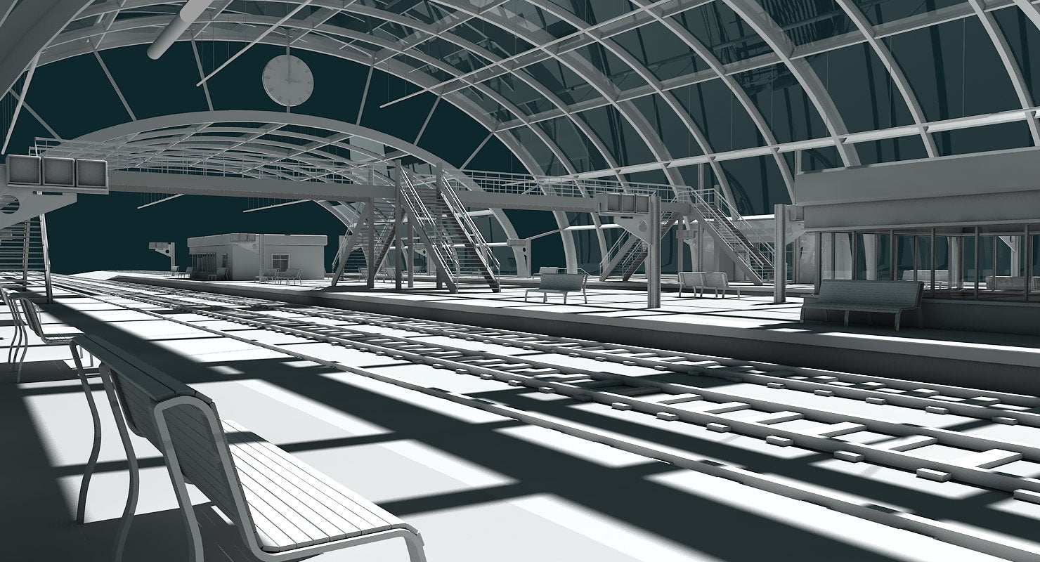 3D Train Station 09 - WireCASE