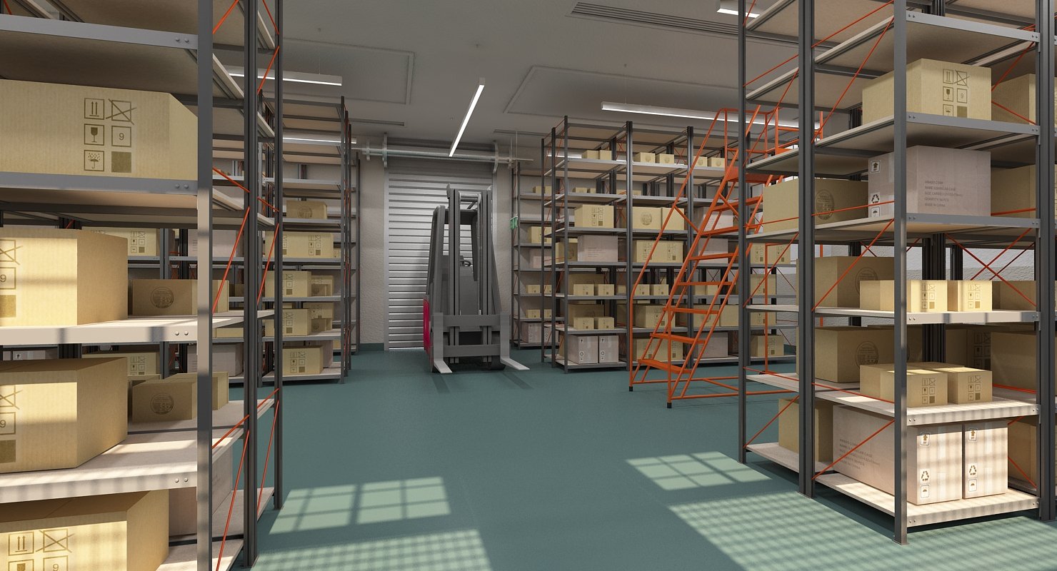 Warehouse Interior Furnished 3D model - WireCASE