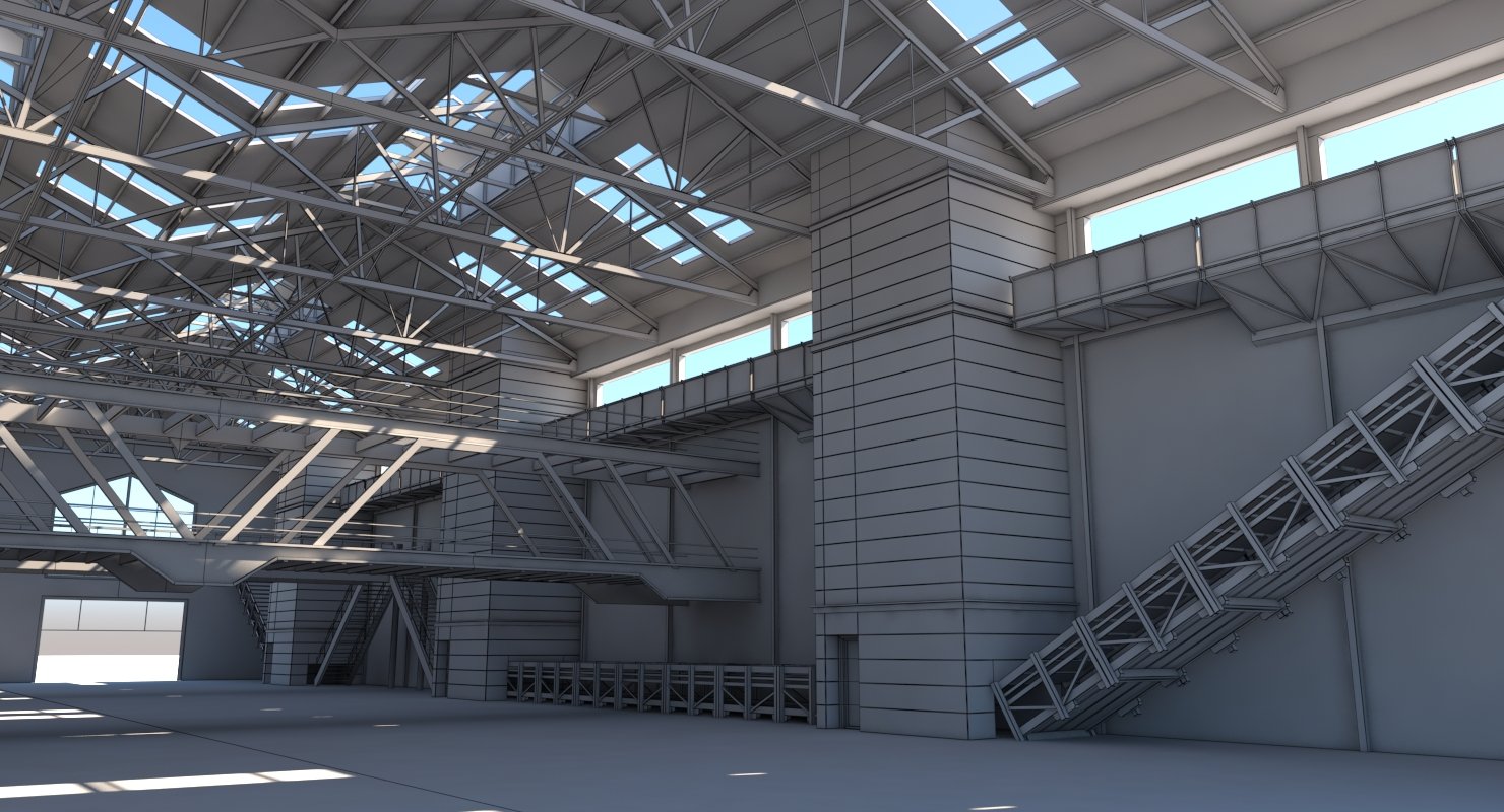 3D Warehouse Interior 03 - WireCASE
